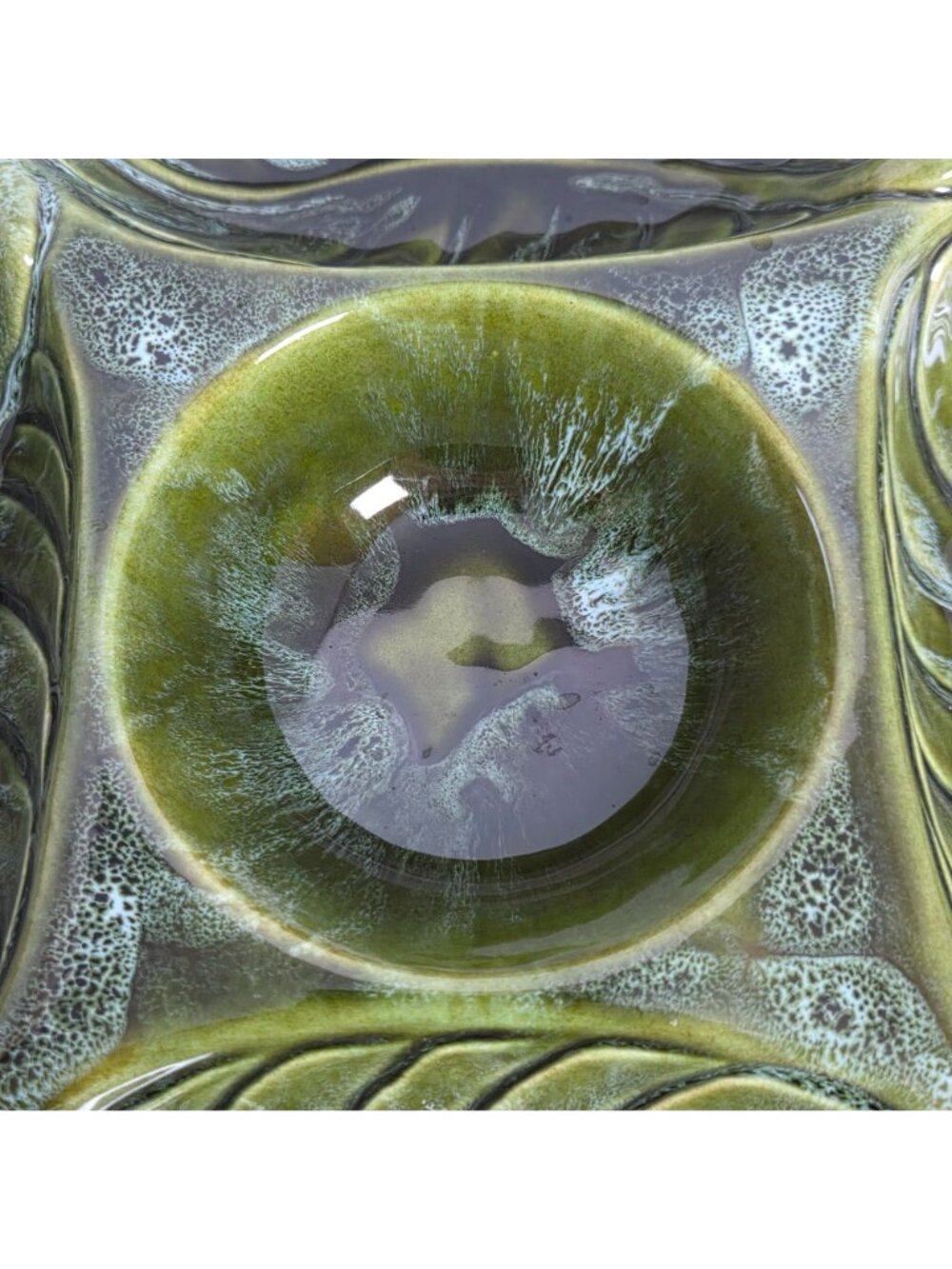 Wade California 722 Relish Tray with Red Apple Removeable Lid Green Dip Glaze - Picture 12 of 12